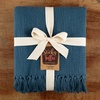 image:imageCotton Throw Blanket for Couch 60x50 in Blue Navy Boho Woven Throw with Fringe Textured Throw Blankets Thick and Durable Decorative Throw
