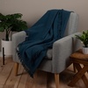 image:imageCotton Throw Blanket for Couch 60x50 in Blue Navy Boho Woven Throw with Fringe Textured Throw Blankets Thick and Durable Decorative Throw