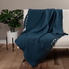 image:imageCotton Throw Blanket for Couch 60x50 in Blue Navy Boho Woven Throw with Fringe Textured Throw Blankets Thick and Durable Decorative Throw