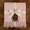 image:imageCotton Throw Blanket for couch 60x50 in Blush Pink Boho Woven Throw with Fringe Textured Throw Blankets Thick and Durable Decorative Throw