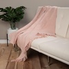 image:imageCotton Throw Blanket for couch 60x50 in Blush Pink Boho Woven Throw with Fringe Textured Throw Blankets Thick and Durable Decorative Throw