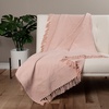 image:imageCotton Throw Blanket for couch 60x50 in Blush Pink Boho Woven Throw with Fringe Textured Throw Blankets Thick and Durable Decorative Throw