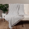 image:imageCotton Throw Blanket for couch 60x50 in Gray Boho Woven Throw with Fringe Textured Throw Blankets Thick and Durable Decorative Throw