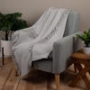 image:imageCotton Throw Blanket for couch 60x50 in Gray Boho Woven Throw with Fringe Textured Throw Blankets Thick and Durable Decorative Throw