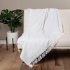 image:imageCotton Throw Blanket for couch 60x50 in White Boho Woven Throw with Fringe Textured Throw Blankets Thick and Durable Decorative Throw