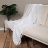 image:imageCotton Throw Blanket for couch 60x50 in White Boho Woven Throw with Fringe Textured Throw Blankets Thick and Durable Decorative Throw