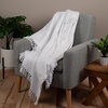image:imageCotton Throw Blanket for couch 60x50 in White Boho Woven Throw with Fringe Textured Throw Blankets Thick and Durable Decorative Throw