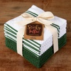 image:imageKitchen Towels Dishcloths 100 Cotton Set of 8 Dark Green and White Dish Cloth Towels Tea Towels Reusable and Absorbent Cleaning Cloths OekoTex Cotton 12 in x 12 in