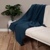 image:imageMuslin Throw Blanket for Couch 100 Cotton 60x50 in Blue Navy Muslin Cotton Blankets for Adults Soft Lightweight and Breathable Throw Boho Farmhosue