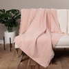 image:imageMuslin Throw Blanket for Couch 100 Cotton 60x50 in Blush Pink Muslin Cotton Blankets for Adults Soft Lightweight and Breathable Throw Boho Farmhosue