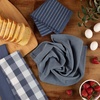 image:imageSticky Toffee 100 Cotton Kitchen Towels 28x16 in  Blue Dish Hand and Tea Towels in Flat Terry Waffle and Herringbone Weaves