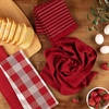 image:imageSticky Toffee 100 Cotton Kitchen Towels 28x16 in  Red Dish Hand and Tea Towels in Flat Terry Waffle and Herringbone Weaves