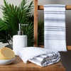 image:imageSticky Toffee Hand Towels for Bathroom Set of 2  28x16 in White and Gray Striped Turkish Towels Soft and Absorbent Decorative 100 Cotton Bath Towels