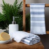 image:imageSticky Toffee Hand Towels for Bathroom Set of 2  28x16 in White and Navy Blue Striped Turkish Towels Soft and Absorbent Decorative 100 Cotton Bath Towels