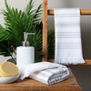 image:imageSticky Toffee Hand Towels for Bathroom Set of 2  28x16 in White and Tan Striped Turkish Towels Soft and Absorbent Decorative 100 Cotton Bath Towels