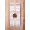image:imageSticky Toffee Hand Towels for Bathroom Set of 2  28x16 in White and Tan Striped Turkish Towels Soft and Absorbent Decorative 100 Cotton Bath Towels