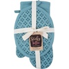 image:imageSticky Toffee Oven Mitt and Pot Holder Set of 3  Blue NonSlip Kitchen Hot Pads and Mitts with Silicone Grip 100 Cotton Shell OekoTex Cotton