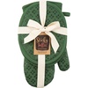image:imageSticky Toffee Oven Mitt and Pot Holder Set of 3  Dark Green NonSlip Silicone Kitchen Hot Pads and Mitts 100 Cotton Shell OekoTex Cotton