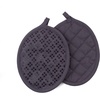 image:imageSticky Toffee Oven Mitt and Pot Holder Set of 3  Gray NonSlip Kitchen Hot Pads and Mitts with Silicone Grip 100 Cotton Shell OekoTex Cotton