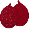 image:imageSticky Toffee Oven Mitt and Pot Holder Set of 3  Red NonSlip Silicone Kitchen Hot Pads and Mitts 100 Cotton Shell OekoTex Cotton