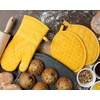 image:imageSticky Toffee Oven Mitt and Pot Holder Set of 3  Yellow NonSlip Kitchen Hot Pads and Mitts with Silicone Grip 100 Cotton Shell OekoTex Cotton