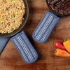 image:imageSticky Toffee Pan Handle Covers for Cast Iron Skillet Set of 2 Blue Heat Resistant Sleeves 3 x 6 in OekoTex Cotton Hot Pot Holders