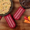image:imageSticky Toffee Pan Handle Covers for Cast Iron Skillet Set of 2 Red Heat Resistant Sleeves 3 x 6 in OekoTex Cotton Hot Pot Holders