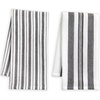 image:imageSticky Toffee Waffle Weave Kitchen Towels Set of 2 White and Gray Stripes 25 x 15 in Absorbent Cotton Hand and Dish Towels OekoTex Tea Towels