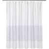 image:imageWhite Shower Curtain for Bathroom Fabric Shower Curtains 72x72 in Farmhouse Boho White and Blue Striped Woven