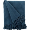 image:imageCotton Throw Blanket for Couch 60x50 in Blue Navy Boho Woven Throw with Fringe Textured Throw Blankets Thick and Durable Decorative Throw