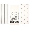 image:imageFlour Sack Kitchen Dish Towels Set 100 Cotton Live Life Stripe and Flower Decorative Prints Cute Tea Towels Quote Kitchen Towels Low Lint and Absorbent 3 Pack 28 in x 29 in