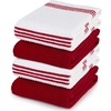image:imageKitchen Towels Dish Towels 100 Cotton Set of 4 Red and White Hand Towels Tea Towels Reusable and Absorbent Cleaning Cloths OekoTex Cotton 28 in x 16 in