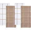 image:imageKitchen Towels Dish Towels 100 Cotton Set of 4 Tan and White Hand Towels Tea Towels Reusable and Absorbent Cleaning Cloths OekoTex Cotton 28 in x 16 in