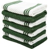 image:imageKitchen Towels Dishcloths 100 Cotton Set of 8 Dark Green and White Dish Cloth Towels Tea Towels Reusable and Absorbent Cleaning Cloths OekoTex Cotton 12 in x 12 in
