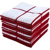 image:imageKitchen Towels Dishcloths 100 Cotton Set of 8 Red and White Dish Cloth Towels Tea Towels Reusable and Absorbent Cleaning Cloths OekoTex Cotton 12 in x 12 in