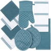 image:imageSticky Toffee 9Piece Kitchen Set  Blue 100 Cotton Terry Dish Towels Dishcloths Oven Mitts and Pot Holders with NonSlip Silicone OekoTex Certified