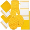 image:imageSticky Toffee 9Piece Kitchen Set  Yellow 100 Cotton Terry Dish Towels Dishcloths Oven Mitts and Pot Holders with NonSlip Silicone Grip OekoTex Cotton