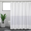 image:imageWhite Shower Curtain for Bathroom Fabric Shower Curtains 72x72 in Farmhouse Boho White and Blue Striped Woven
