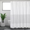 image:imageWhite Shower Curtain for Bathroom Fabric Shower Curtains 72x72 in Farmhouse Boho White and Gray Striped Woven