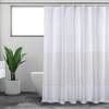 image:imageWhite Shower Curtain for Bathroom Fabric Shower Curtains 72x72 in Farmhouse Boho White and Tan Striped Woven