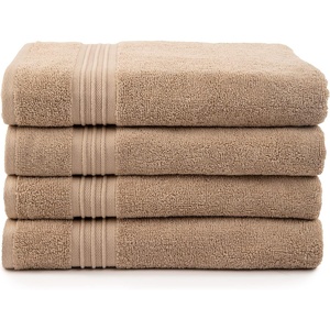 image:imageBath Towels 100 Terry Cotton Tan 4 Pack Bath Towel Set OekoTex Terry Cotton Bathroom Towels Soft and Absorbent Bathroom Towels Set 30 in x 54 in