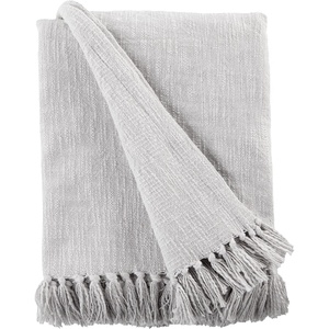 image:imageCotton Throw Blanket for couch 60x50 in Gray Boho Woven Throw with Fringe Textured Throw Blankets Thick and Durable Decorative Throw