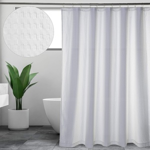 image:imageFabric Shower Curtains for Bathroom White Waffle Weave 72x72 in Farmhouse Boho Shower Curtains Cotton Polyester Blend