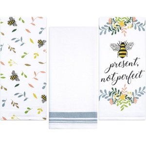 image:imageFlour Sack 100 Cotton Bee Dish Towels  3 Pack 28 x 29 in Absorbent Low Lint Cute amp Quote Designs