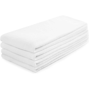 image:imageKitchen Towels Dish Towels White 100 Cotton Set of 4 Tea Towels for Crafting and Embroidery DualTexture Flat Woven Side and Terry Side OekoTex Cotton 28 in x 16 in