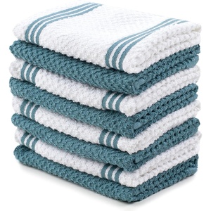 image:imageKitchen Towels Dishcloths 100 Cotton Set of 8 Blue and White Dish Cloth Towels Tea Towels Reusable and Absorbent Cleaning Cloths OekoTex Cotton 12 in x 12 in