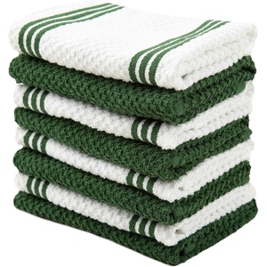 image:imageKitchen Towels Dishcloths 100 Cotton Set of 8 Dark Green and White Dish Cloth Towels Tea Towels Reusable and Absorbent Cleaning Cloths OekoTex Cotton 12 in x 12 in