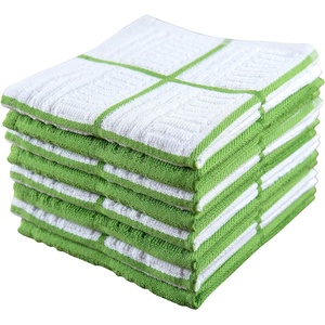 image:imageKitchen Towels Dishcloths 100 Cotton Set of 8 Green and White Dish Cloth Towels Tea Towels Reusable and Absorbent Cleaning Cloths OekoTex Cotton 12 in x 12 in