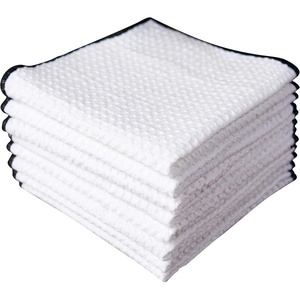 image:imageKitchen Towels Dishcloths 100 Cotton White Waffle Weave Bleach Friendly Set of 8 12 in x 12 in Absorbent Cleaning Dish Cloths Paperless Towels Gray Border