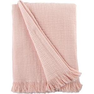 image:imageMuslin Throw Blanket for Couch 100 Cotton 60x50 in Blush Pink Muslin Cotton Blankets for Adults Soft Lightweight and Breathable Throw Boho Farmhosue